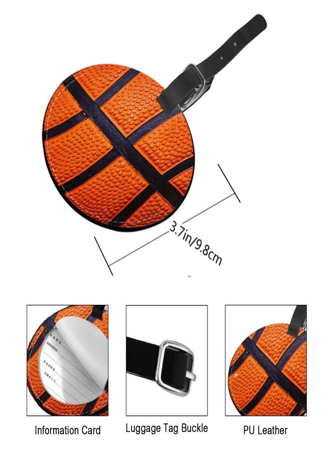 TKS MITLAN 1 Pcs Luggage Tag Basketball Skin Texture Privacy Cover ID Label Address Card for Travel Bag Suitcase Leather Luggage Tag for Women Men Girls Travel(Round) - Image 2